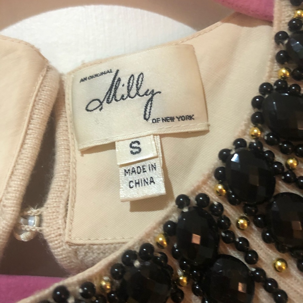 SOLD Milly cashmere beaded shell S Gossip Girl - Picture 3 of 5